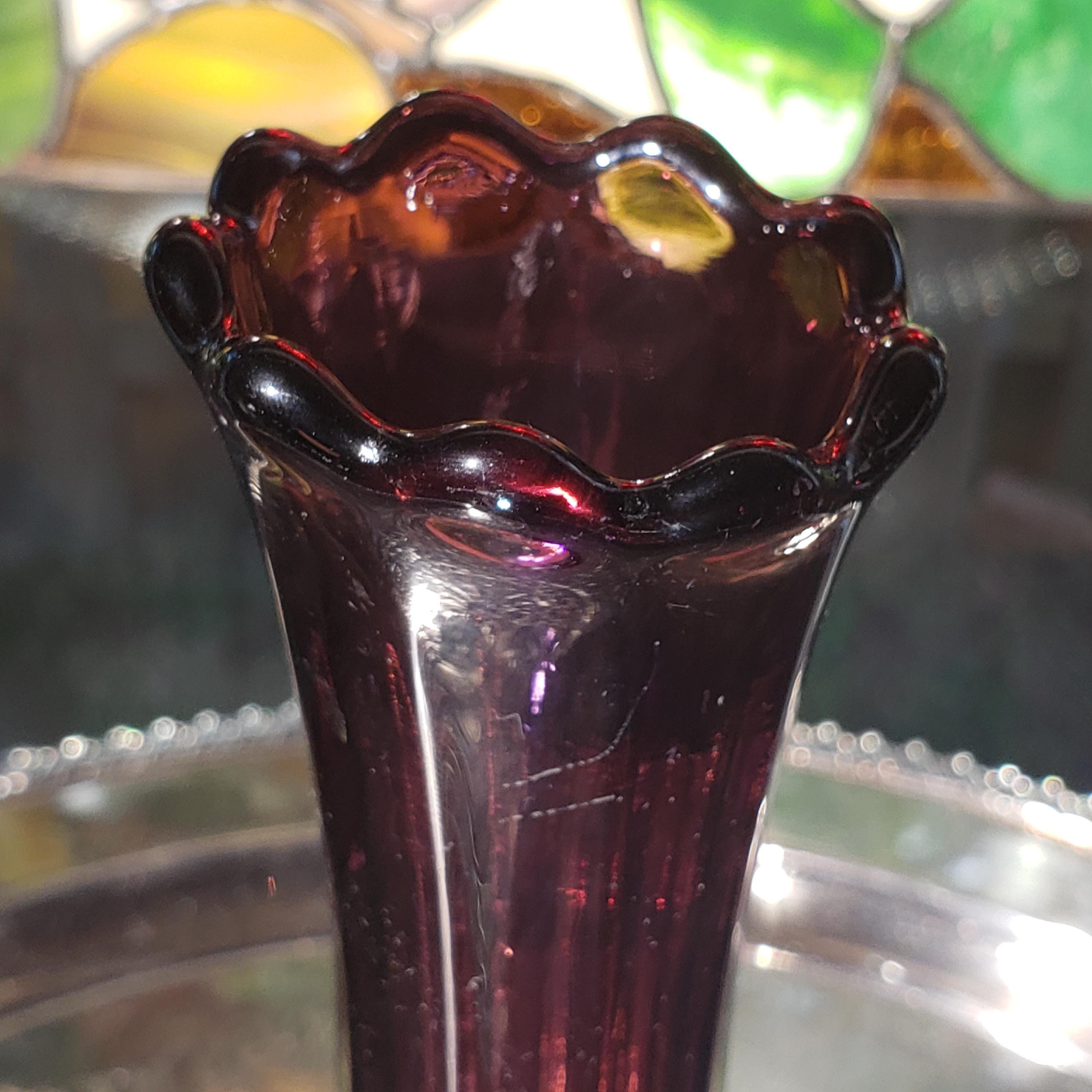 Amethyst Glass Vase, Antique Dugan Twig Pattern