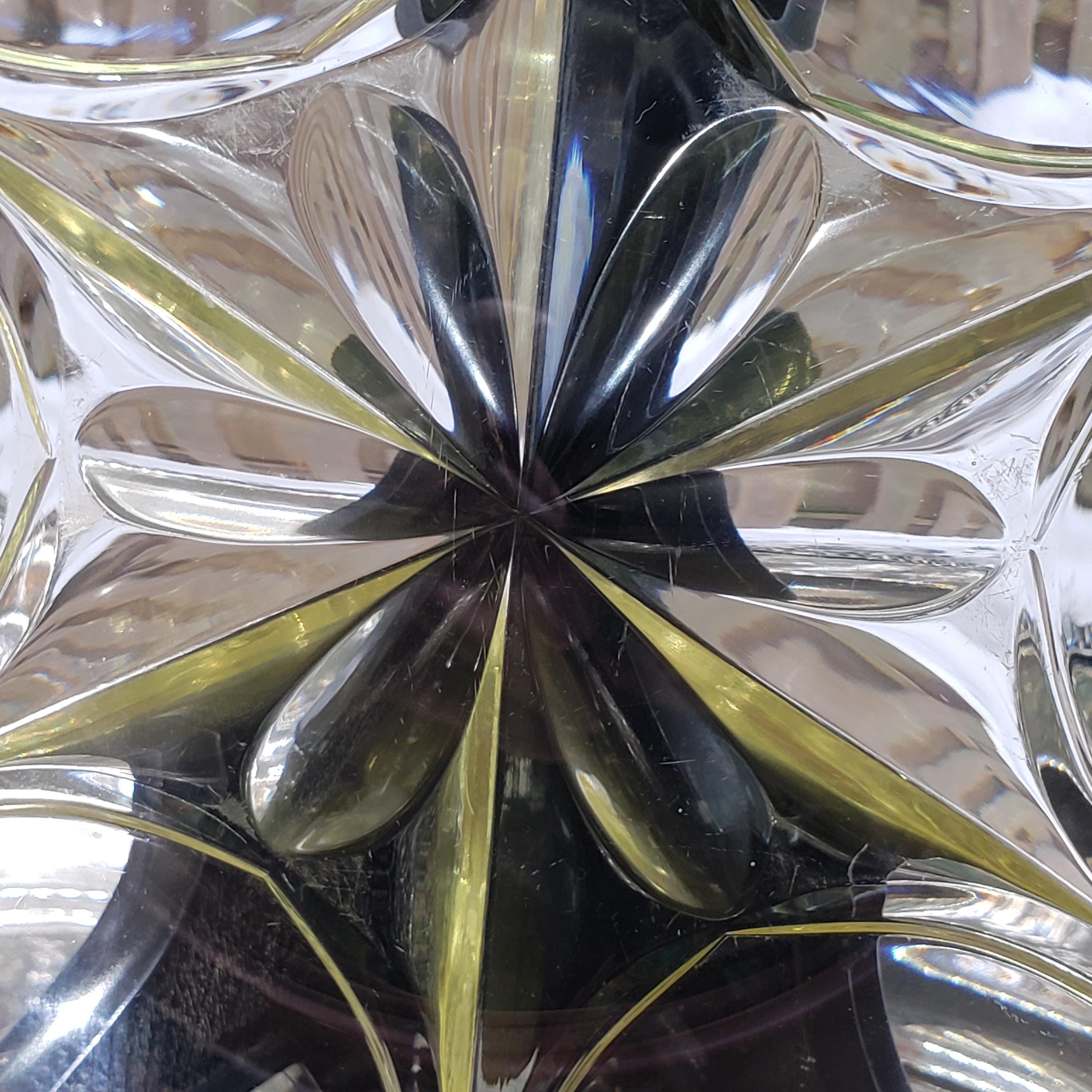 Art Deco Plate Set - Yellow Flower Shape Glassware