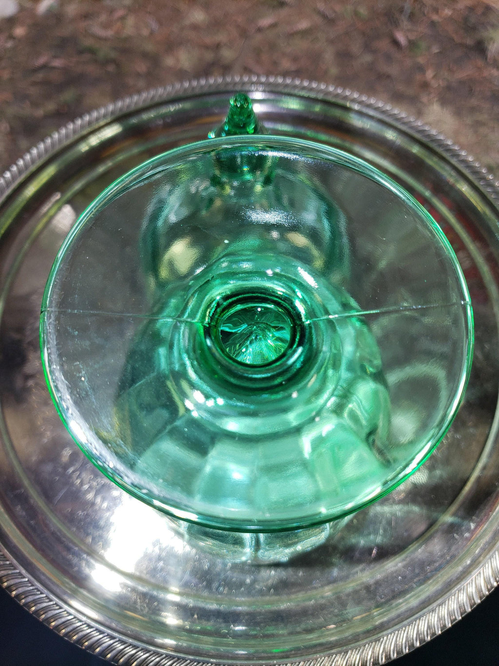 Green Glass Candy Jar: New Martinsville - Lidded 1900s Decor