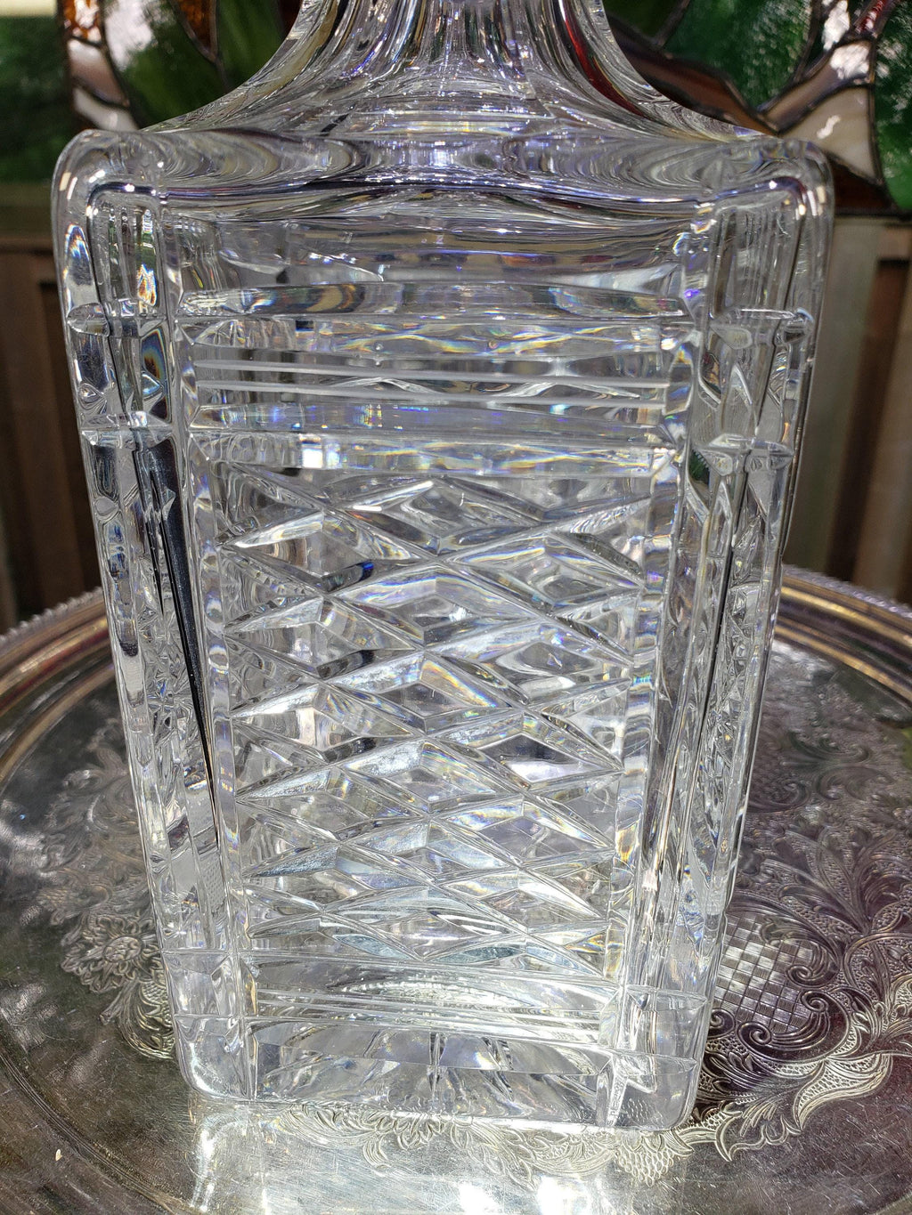 Crystal Decanters: 1950s German Diamond Pattern - Pair