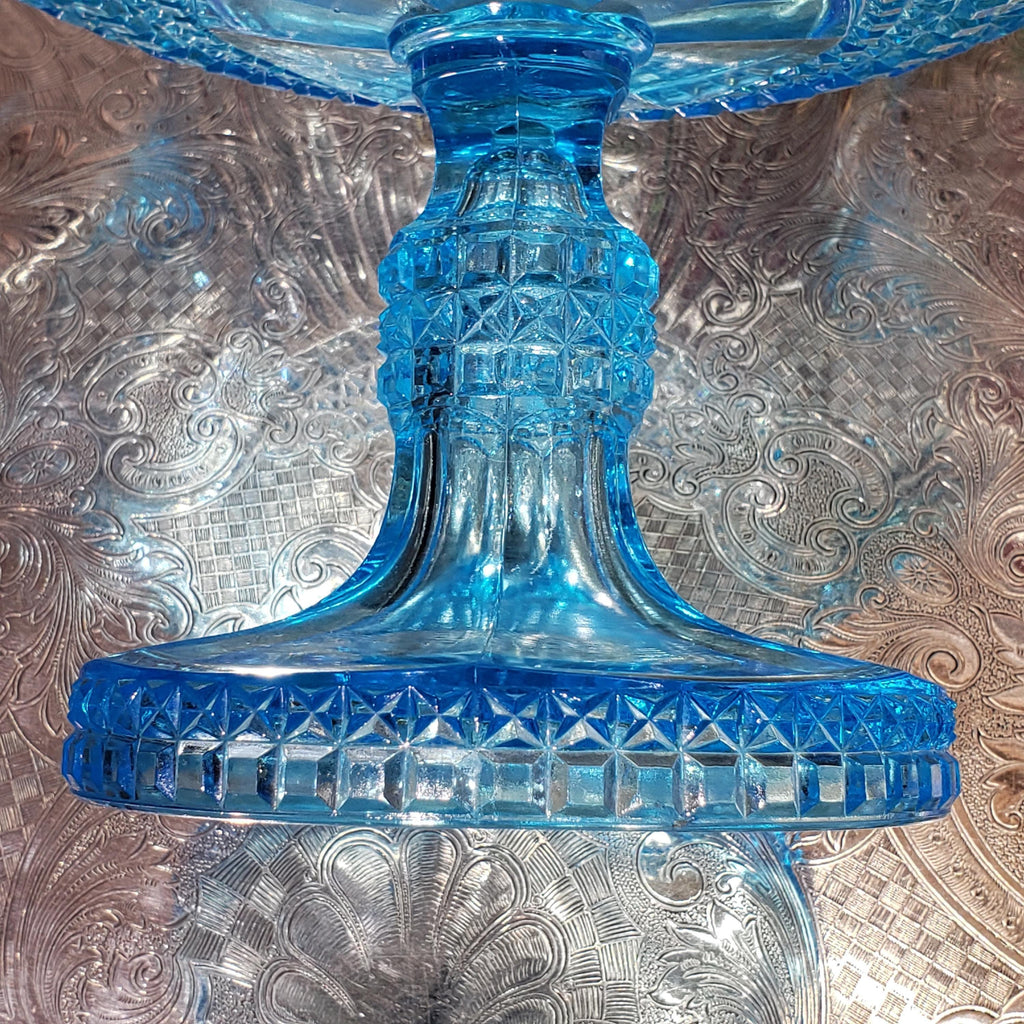 Ice Blue Glass Compote: Bryce Brothers Orion Pattern