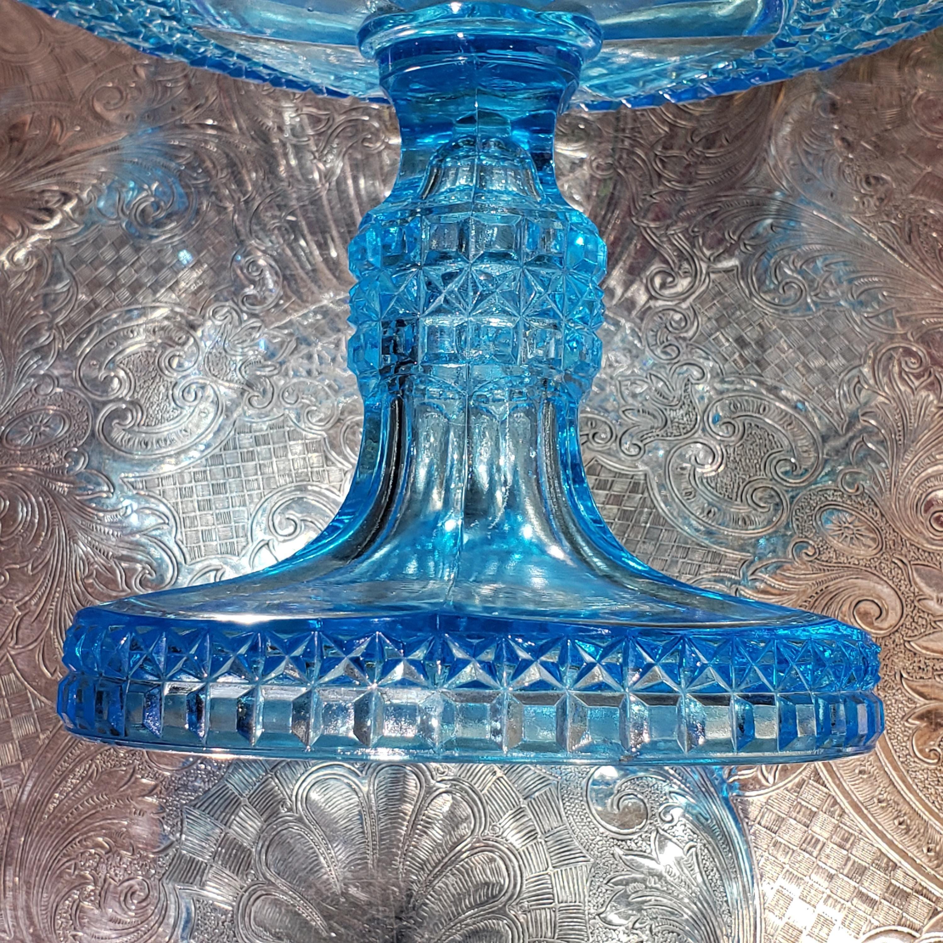 Ice Blue Glass Compote: Bryce Brothers Orion Pattern