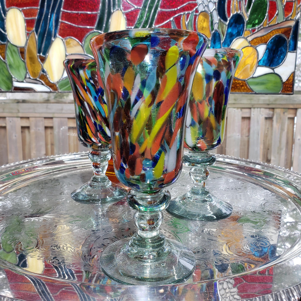Confetti Glasses, Handmade Colorful Drinkware (Set of 4)