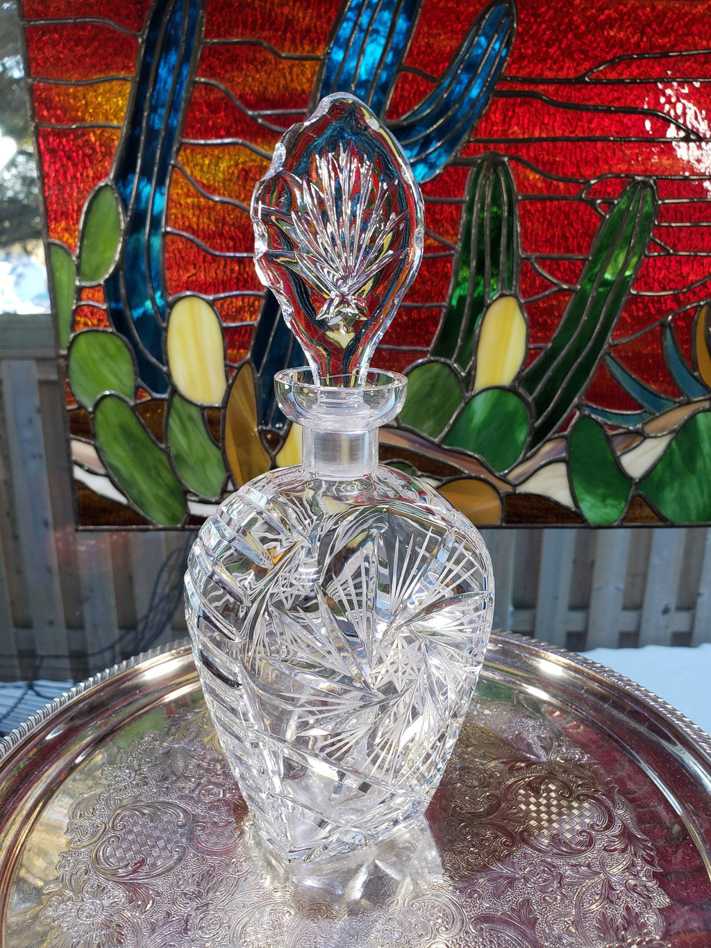 Crystal Decanter: Tombstone Shape - Pinwheel Pattern
