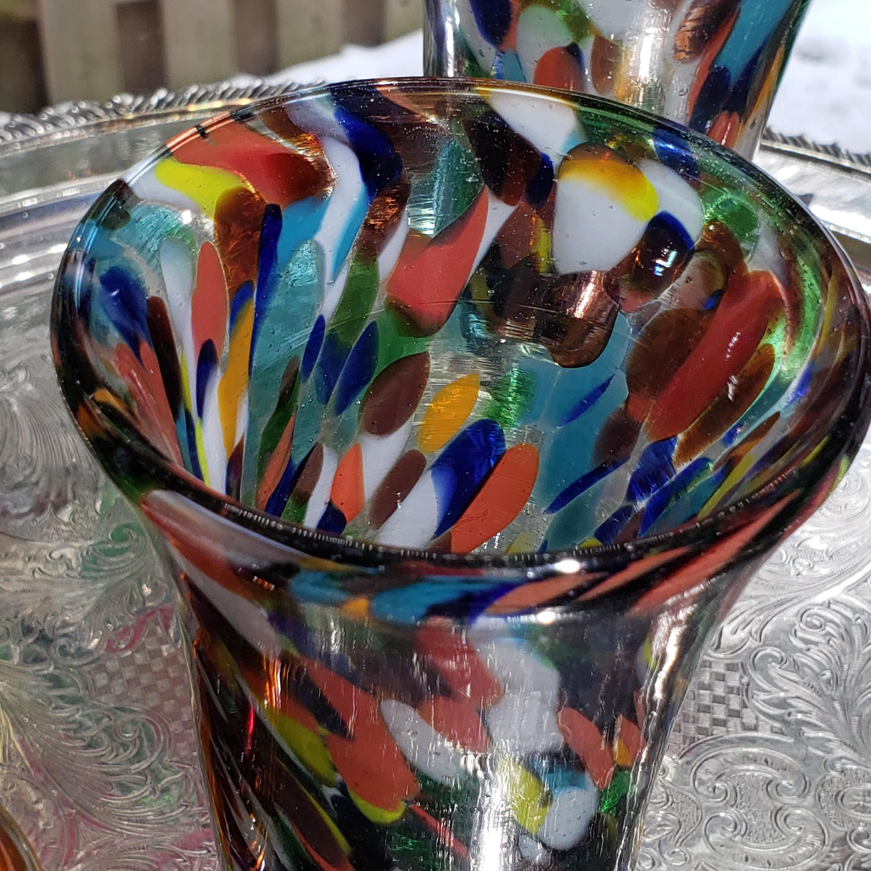 Confetti Glasses, Handmade Colorful Drinkware (Set of 4)
