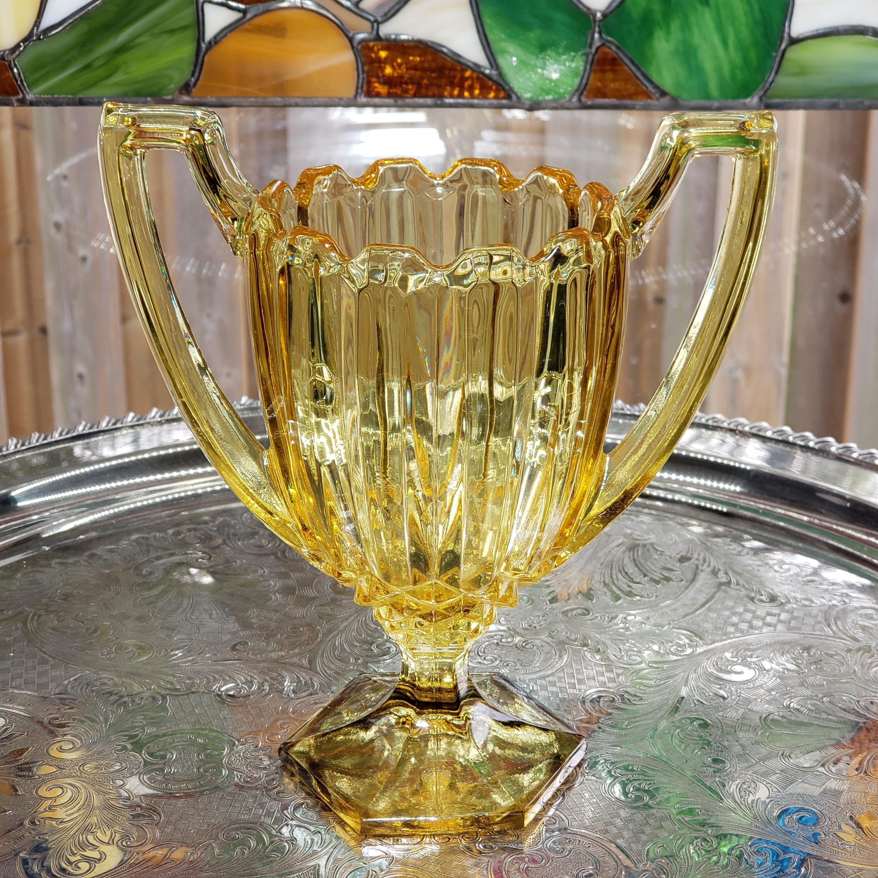 Trophy Vase: Honey Amber Glass - Neo Classic Style