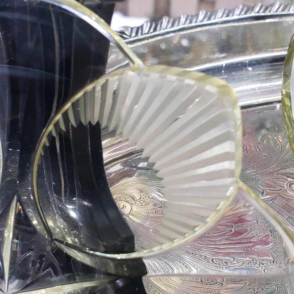 Art Deco Plate Set - Yellow Flower Shape Glassware