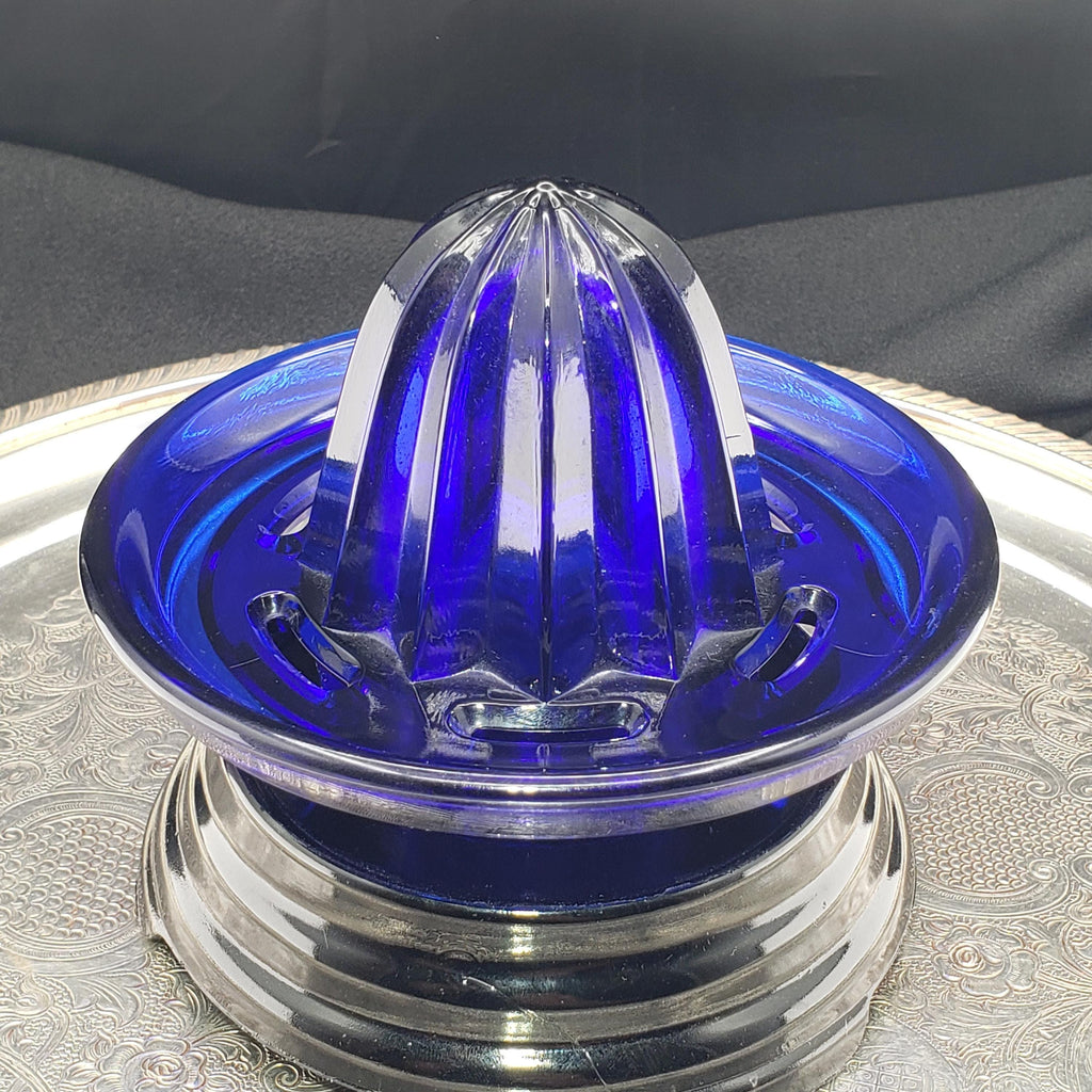 Glass Juice Reamer, Cobalt Blue Fruit Juicer