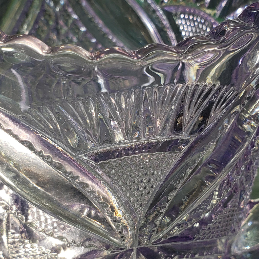 Purple Glass Pitcher - Pattee Cross Pattern, 9 Inch