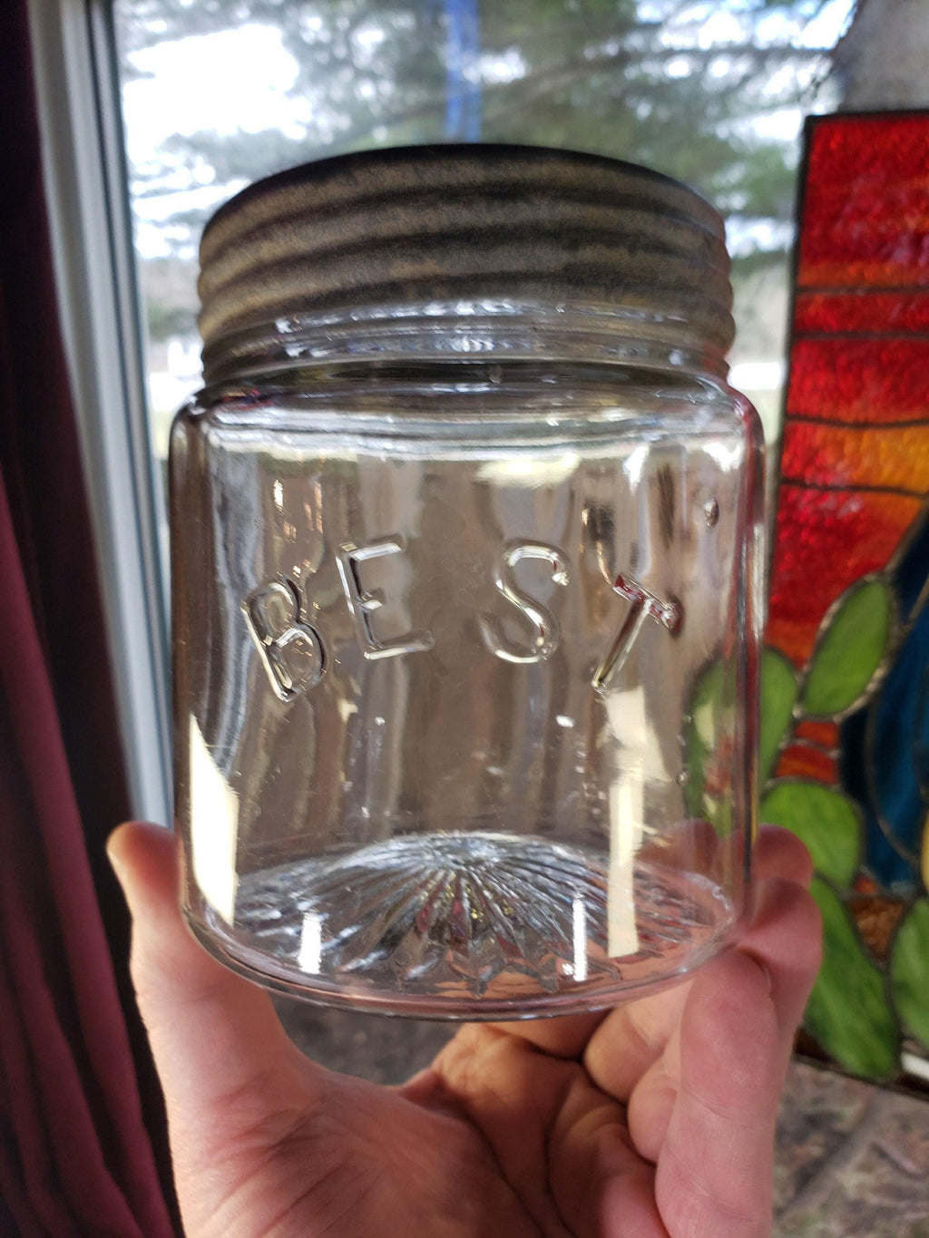 Best Brand Glass Jar - Clear Quart with Zinc Band Lid