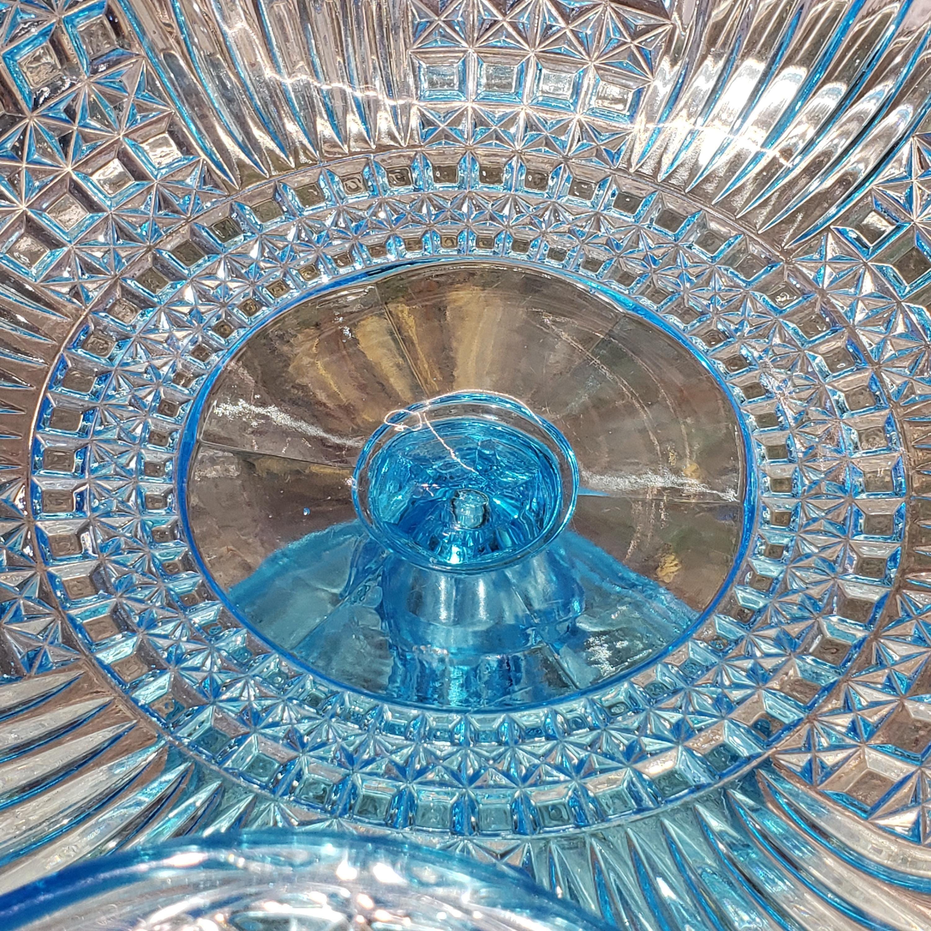 Ice Blue Glass Compote: Bryce Brothers Orion Pattern