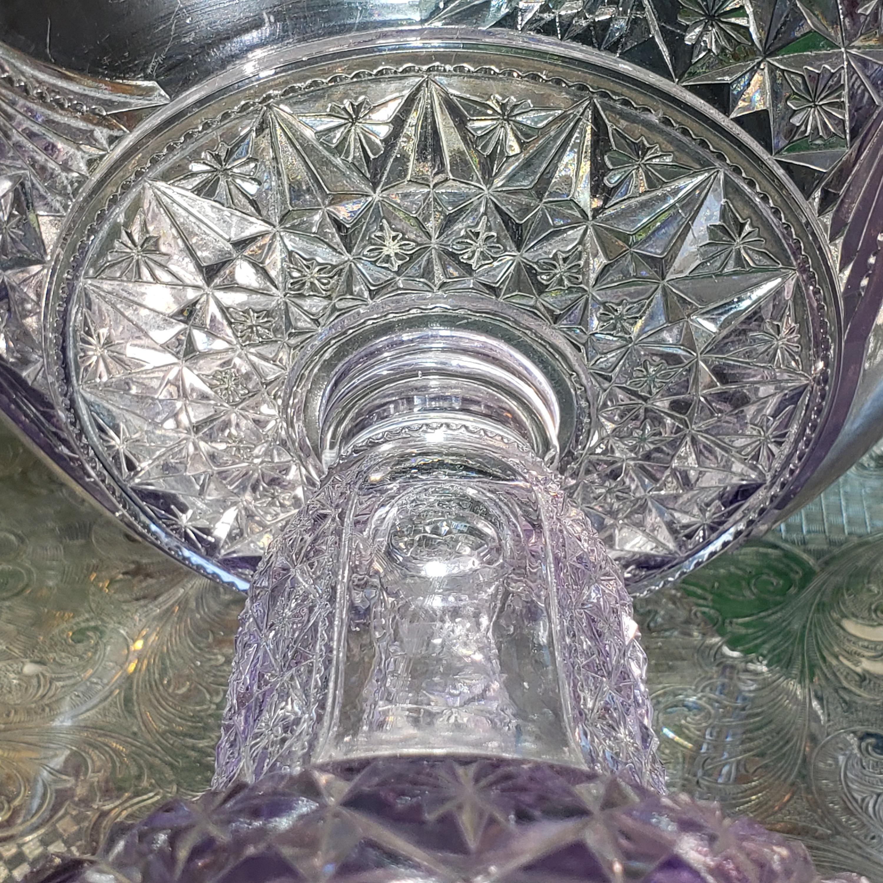 Antique Purple Compote - Daisy and Button Pattern -  Richards & Hartley (1887 Victorian Glass)