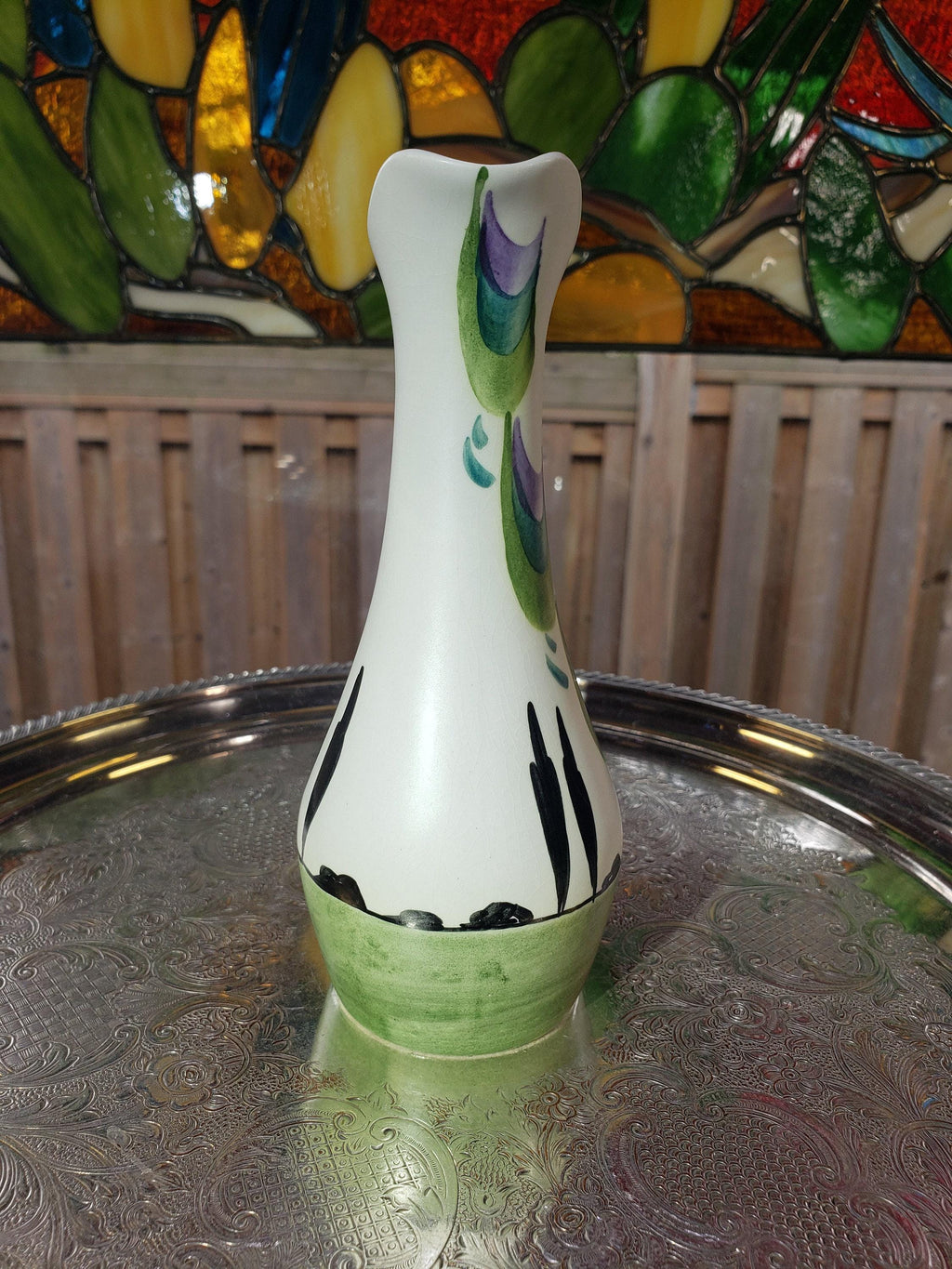 Edward Radford Pitcher: Purple Green Swirl - English Pottery