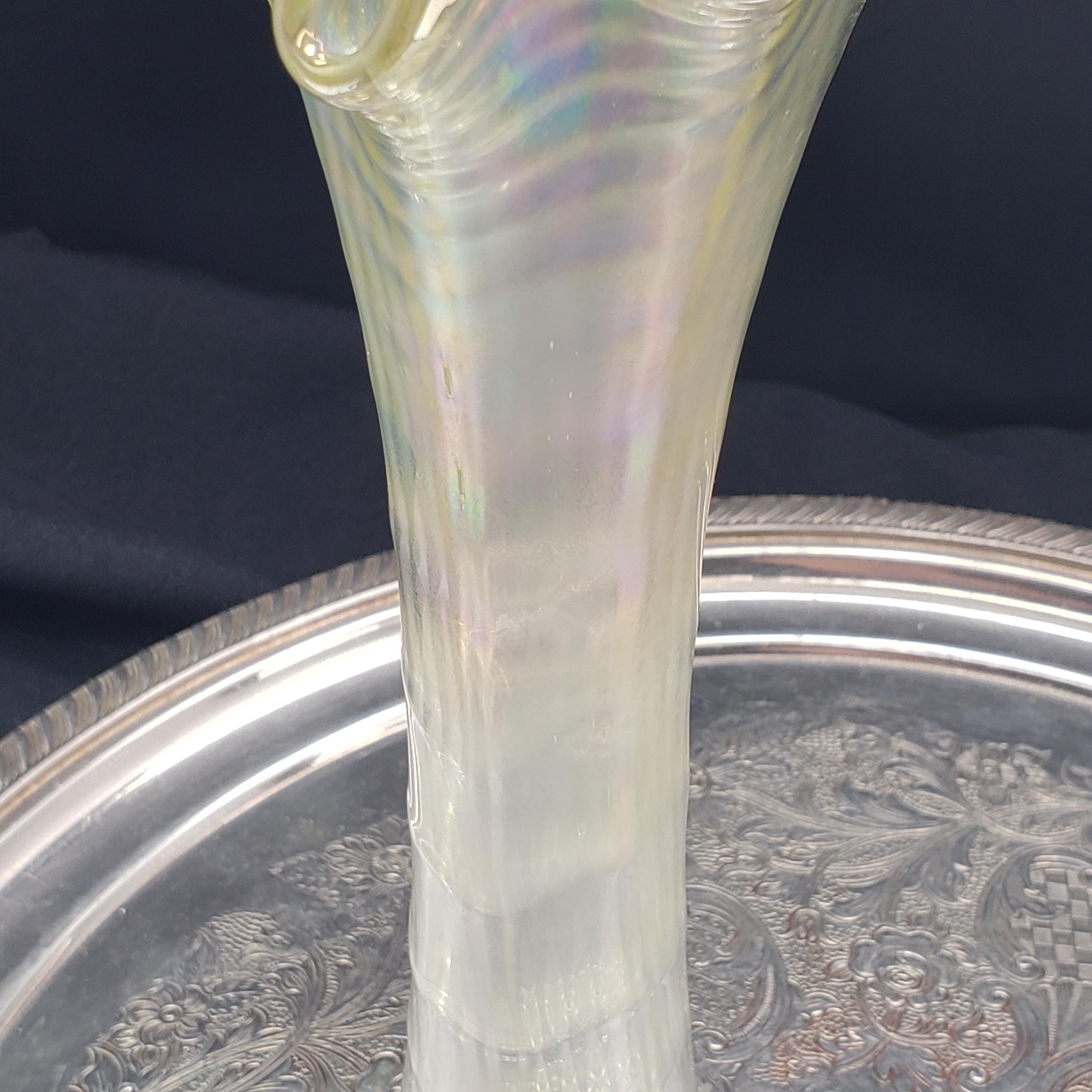 Carnival Glass Vases: Ripple Pattern - Iridescent White