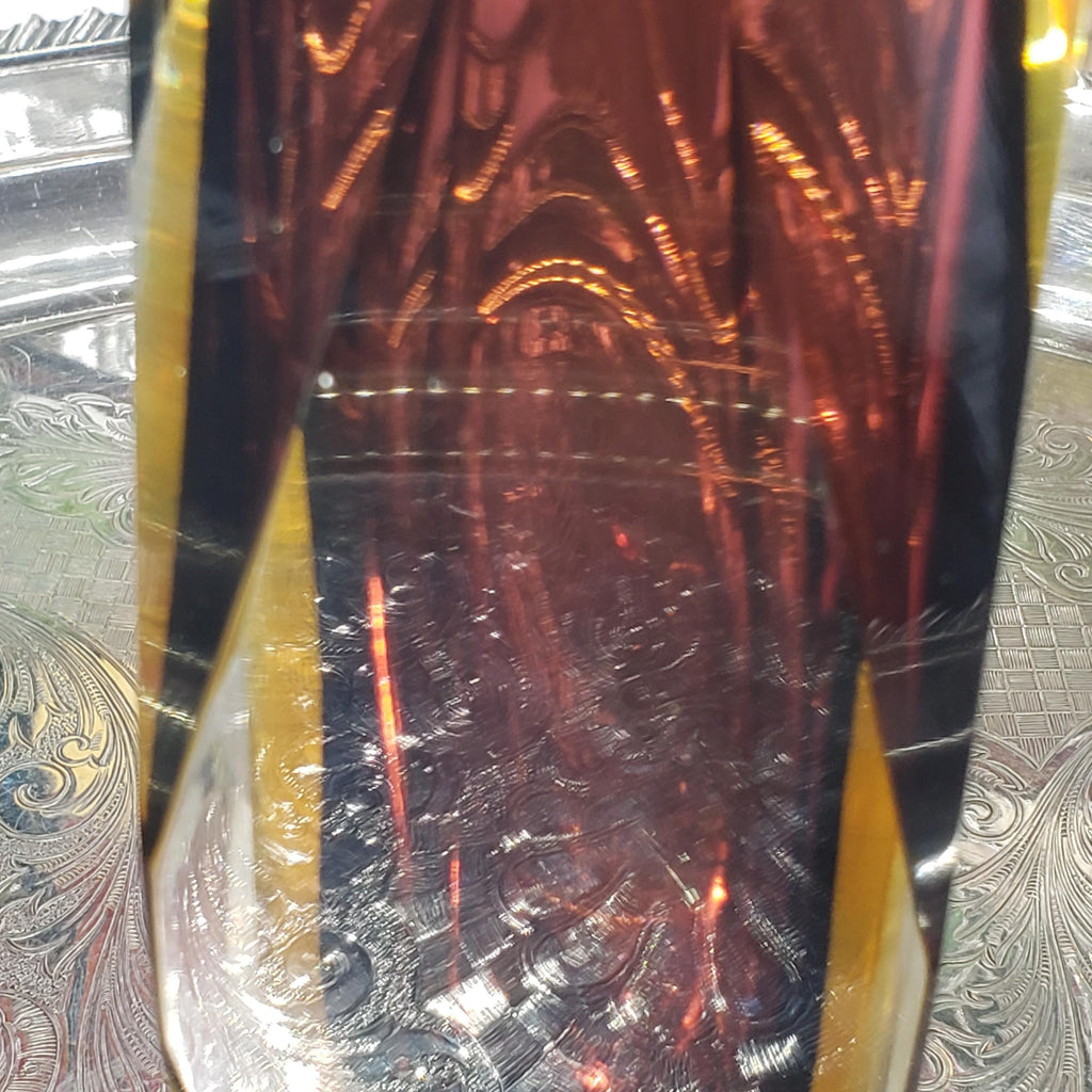 Murano Glass Vase: Flavio Poli Inspired Faceted Design (Amethyst & Amber)