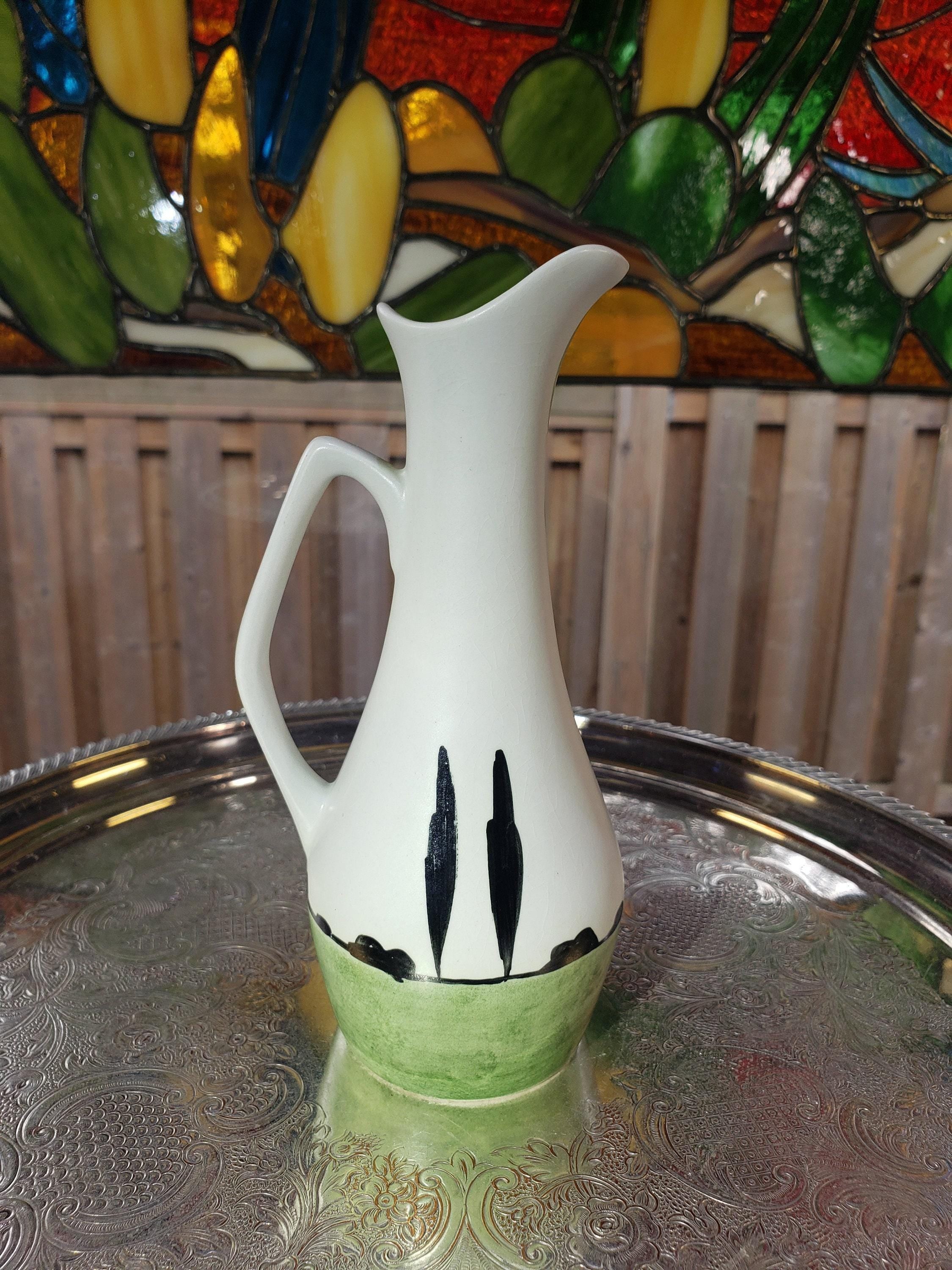 Edward Radford Pitcher: Purple Green Swirl - English Pottery