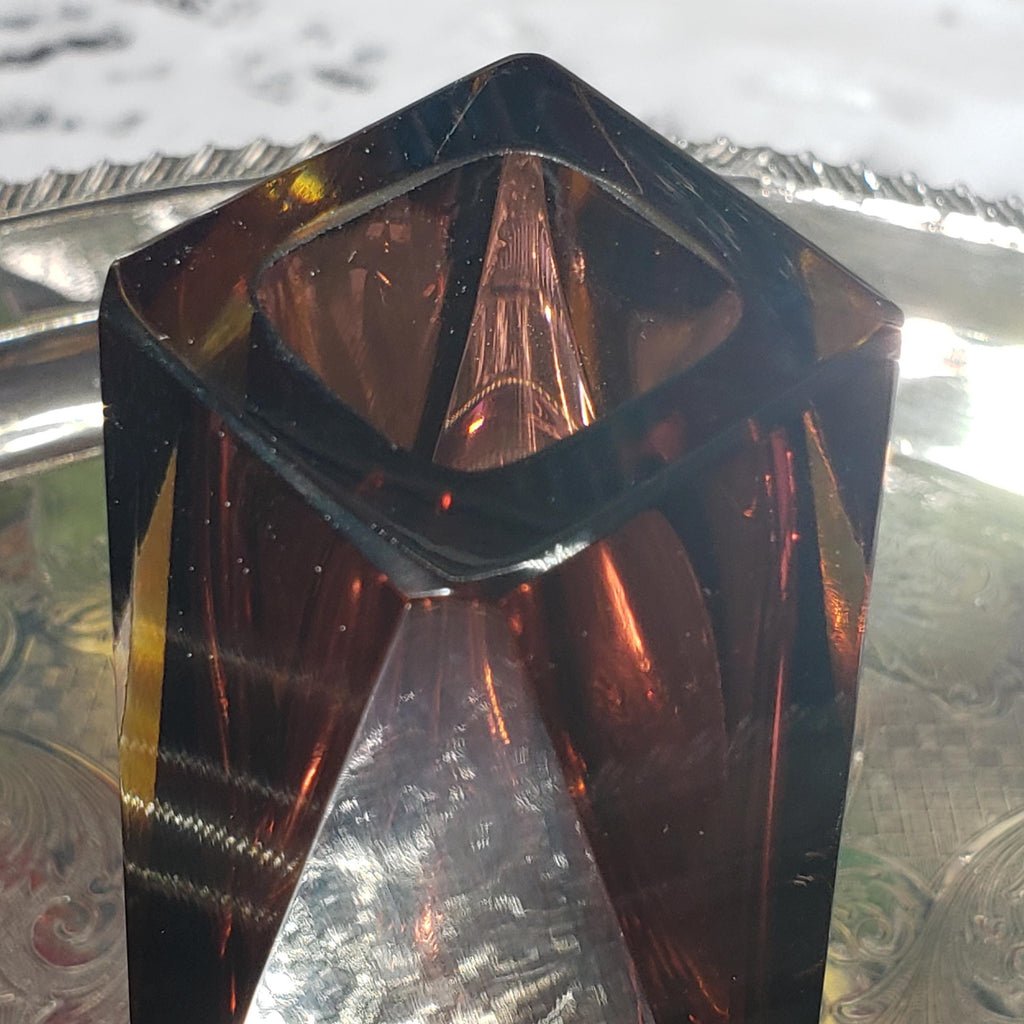 Murano Glass Vase: Flavio Poli Inspired Faceted Design (Amethyst & Amber)