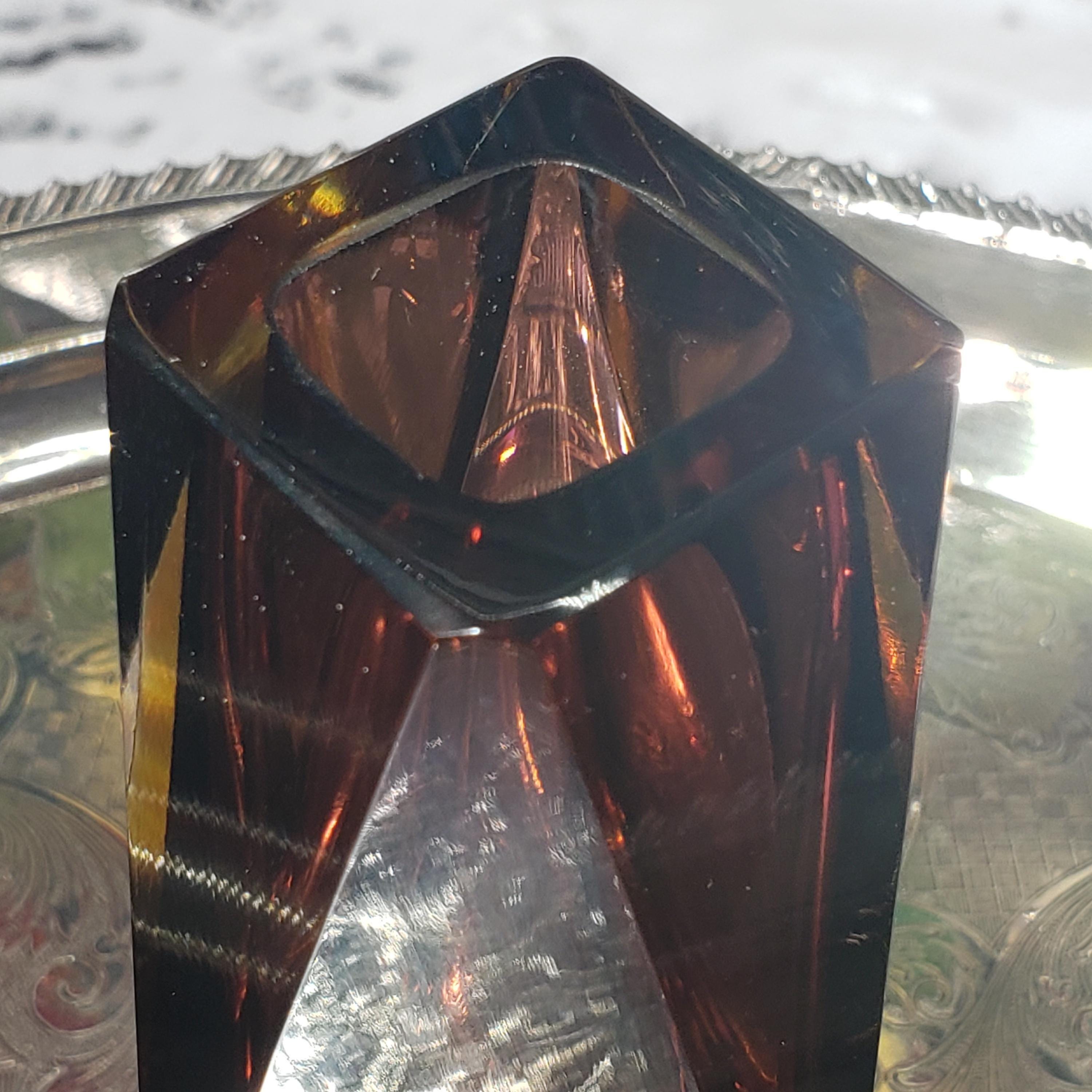 Murano Glass Vase: Flavio Poli Inspired Faceted Design (Amethyst & Amber)