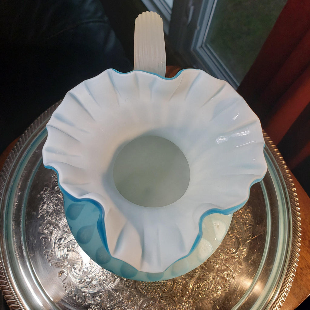 Glass Pitcher: Light Blue Quilted Diamond Design - Victorian Style