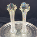 Carnival Glass Vases: Ripple Pattern - Iridescent White