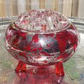Ruby Red Viking Flowerlite Vase - Footed Bowl with Sterling Floral Design