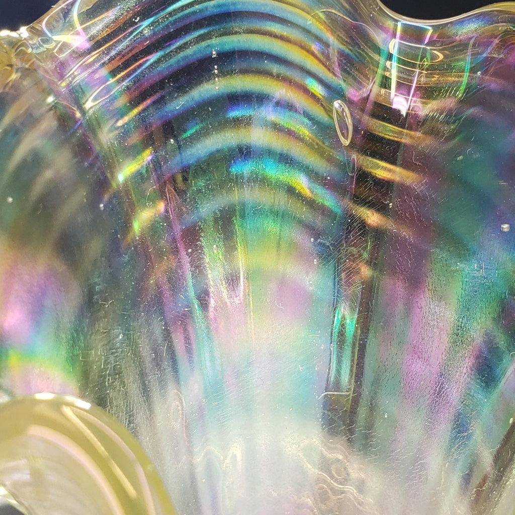 Carnival Glass Vases: Ripple Pattern - Iridescent White