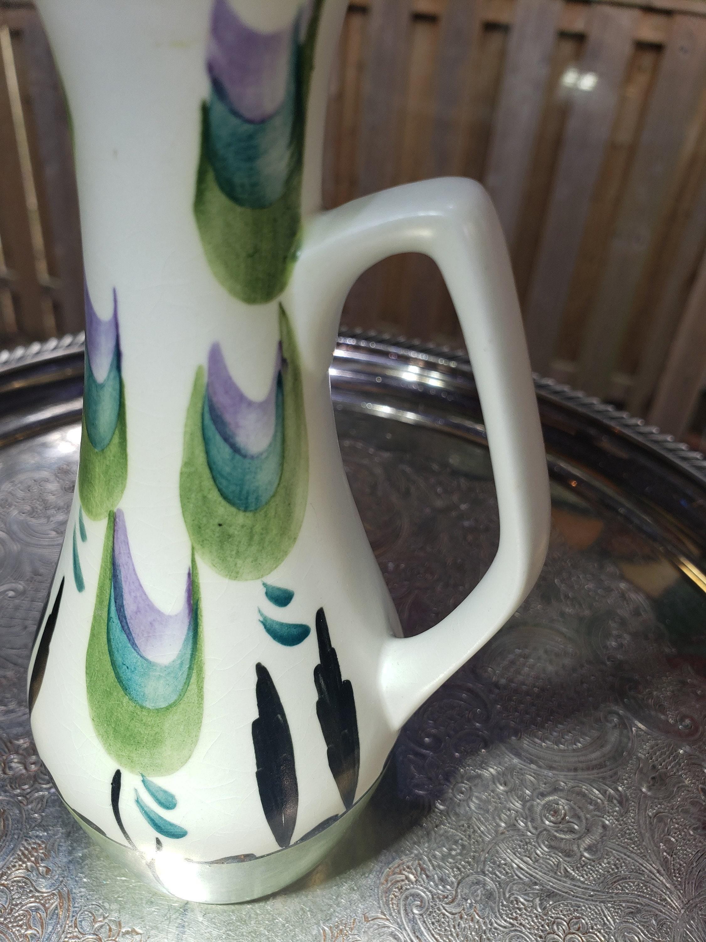 Edward Radford Pitcher: Purple Green Swirl - English Pottery