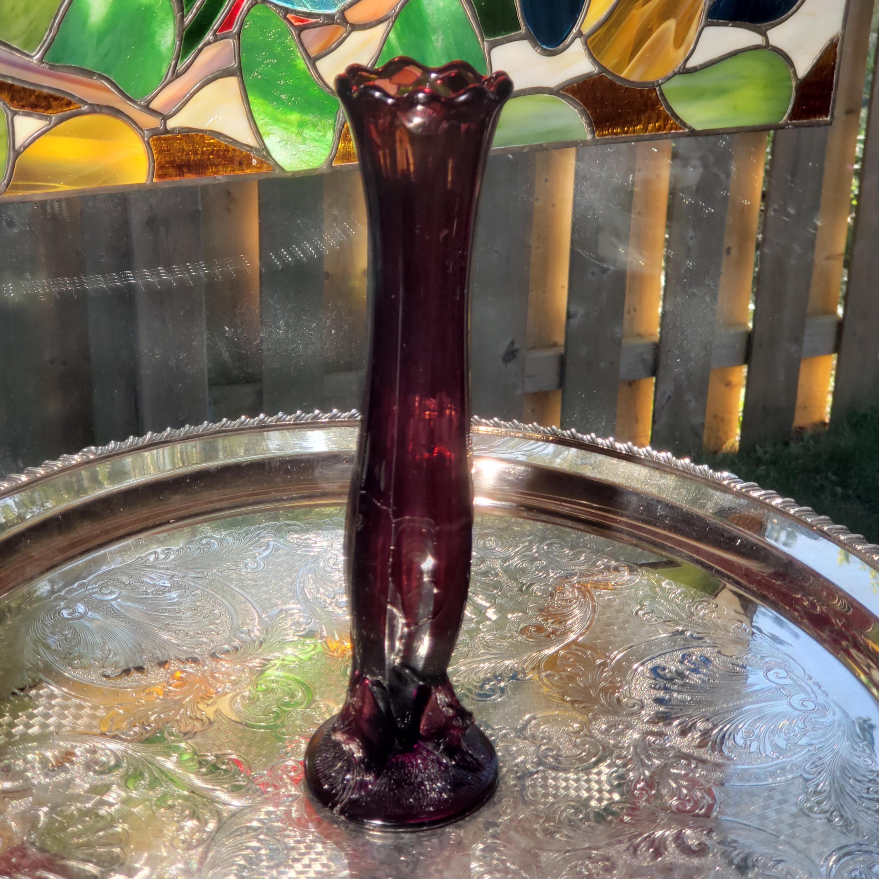 Amethyst Glass Vase, Antique Dugan Twig Pattern