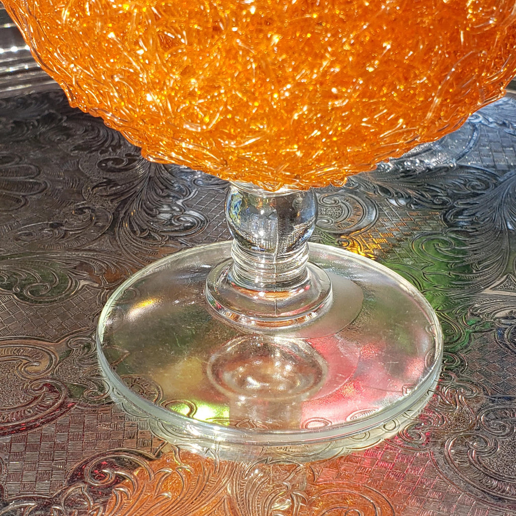 Spaghetti Stem Glass: Retro Orange Lucite - Mid Century Style
