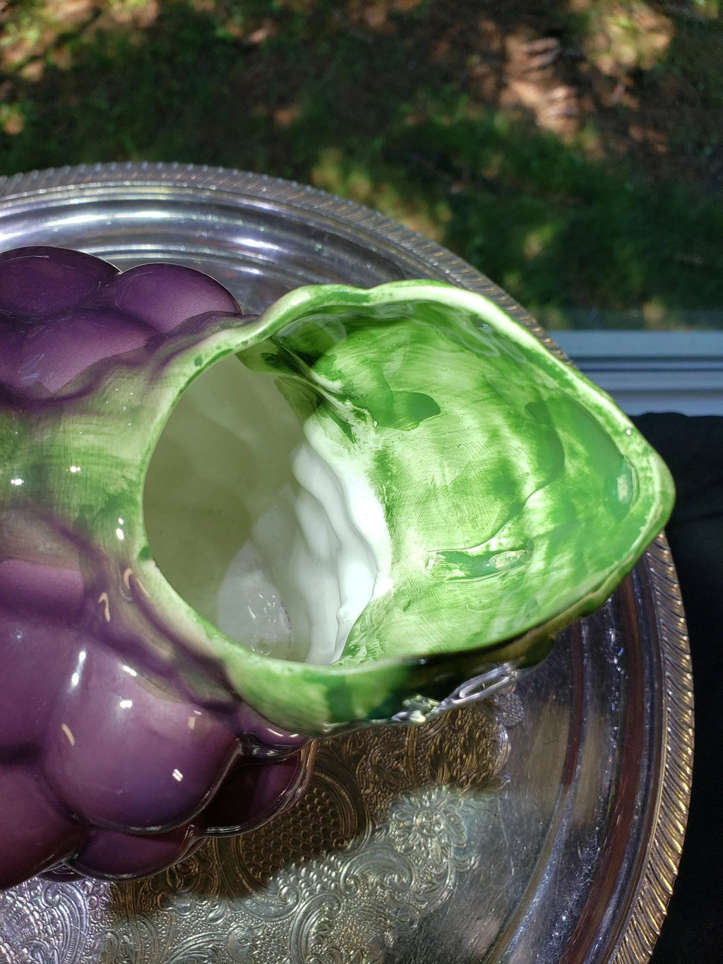 Vintage Italian Grape Pitcher, Hand-Painted Ancora Ceramic