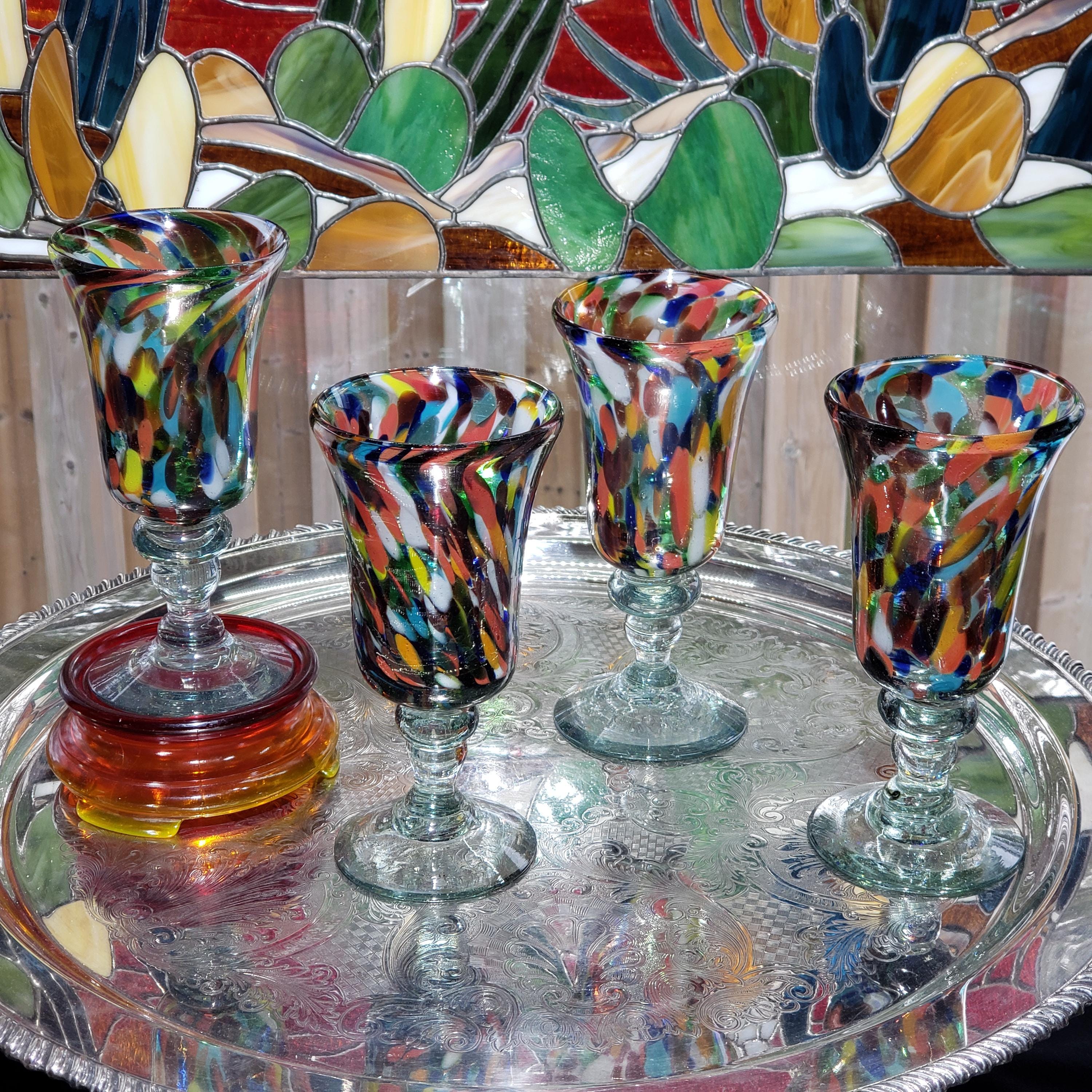 Confetti Glasses, Handmade Colorful Drinkware (Set of 4)