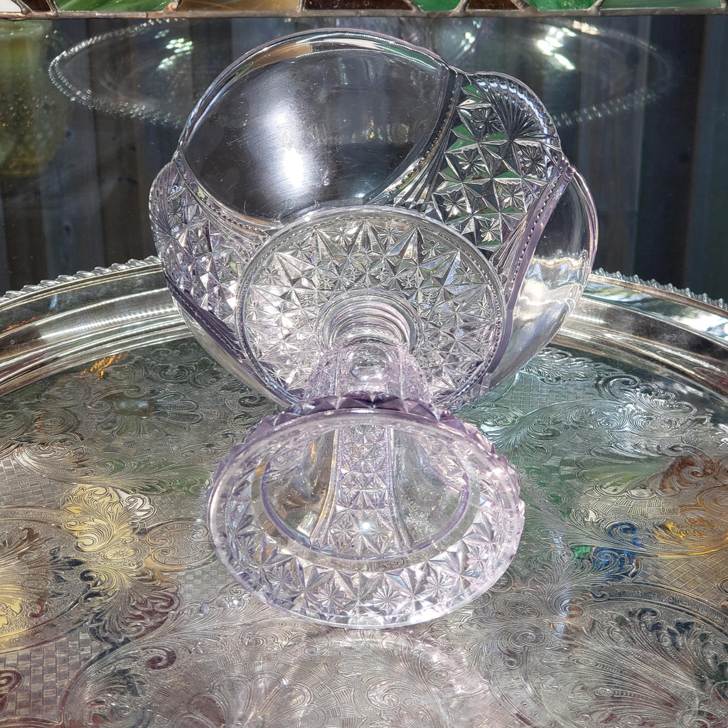 Antique Purple Compote - Daisy and Button Pattern -  Richards & Hartley (1887 Victorian Glass)