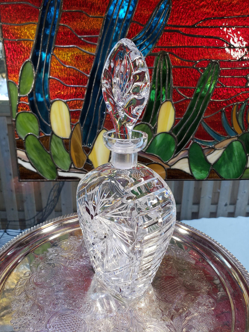 Crystal Decanter: Tombstone Shape - Pinwheel Pattern