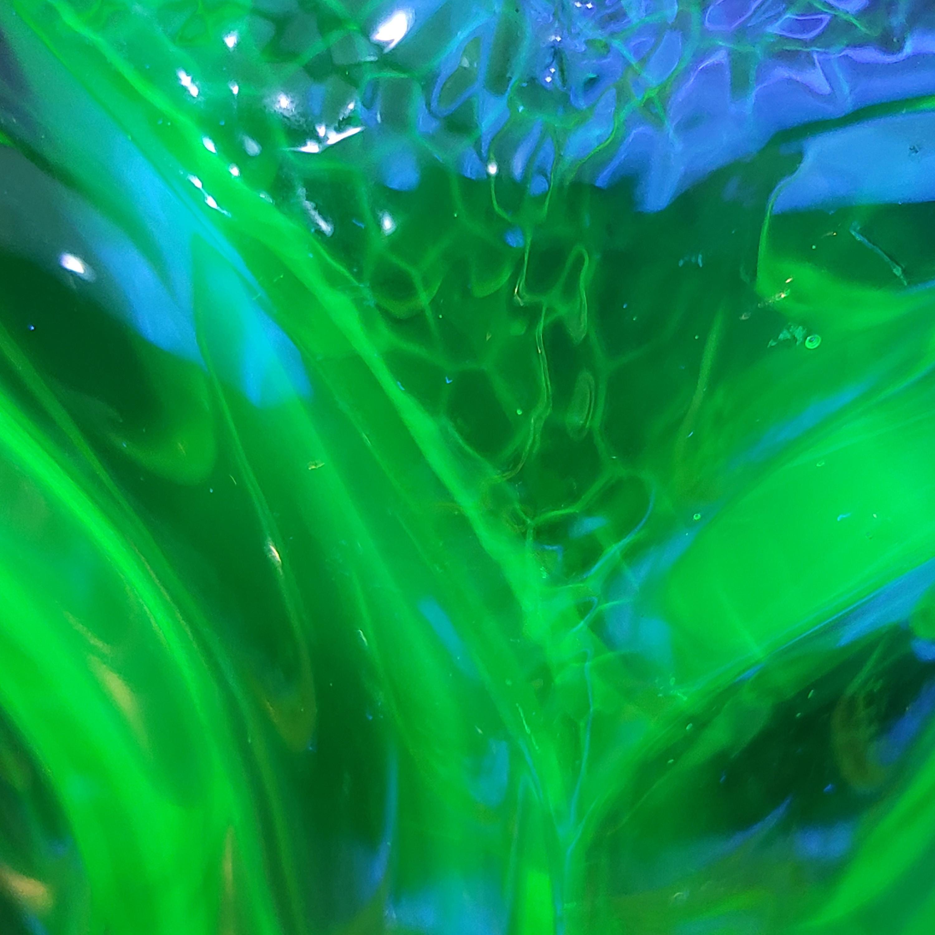 Uranium Glass Vase: Pink & Green Atlas, 1930s Art Deco