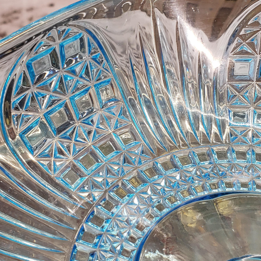 Ice Blue Glass Compote: Bryce Brothers Orion Pattern