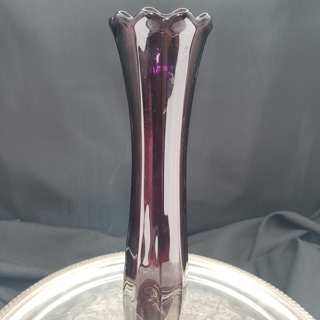 Amethyst Glass Vase, Antique Dugan Twig Pattern
