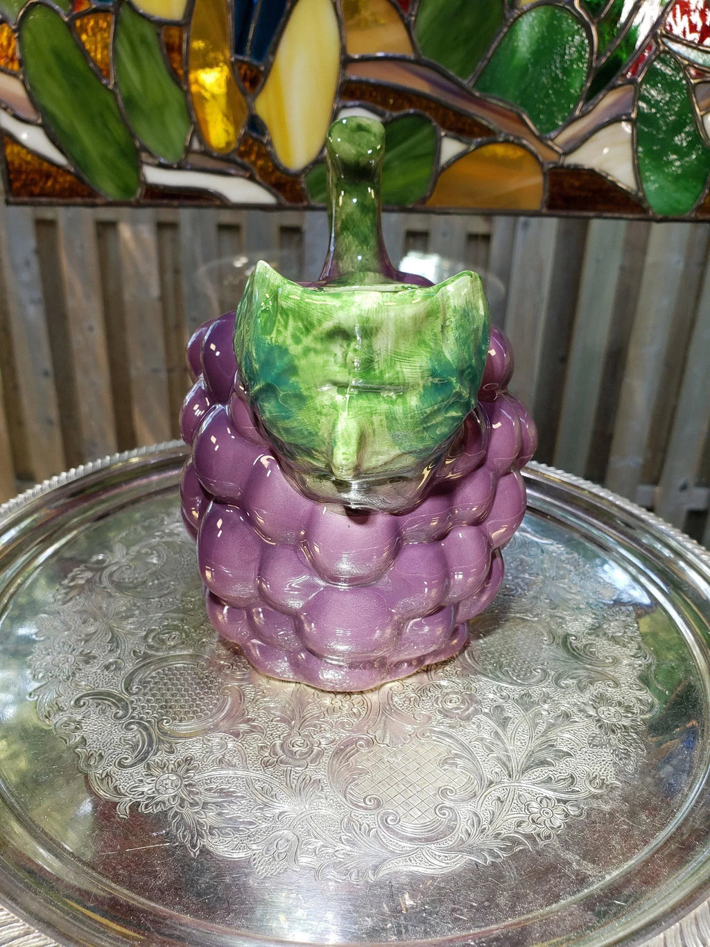 Purple Grape Shape Pitcher With Green Handle