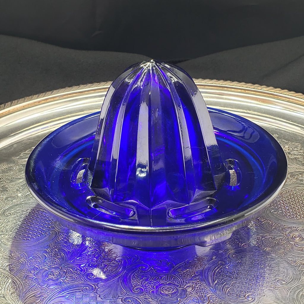 Glass Juice Reamer, Cobalt Blue Fruit Juicer