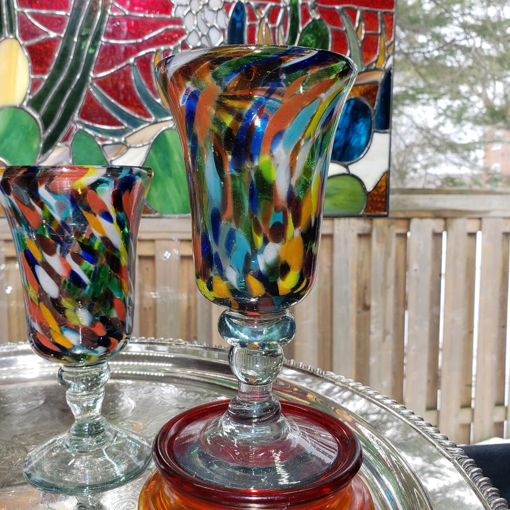 Confetti Glasses, Handmade Colorful Drinkware (Set of 4)