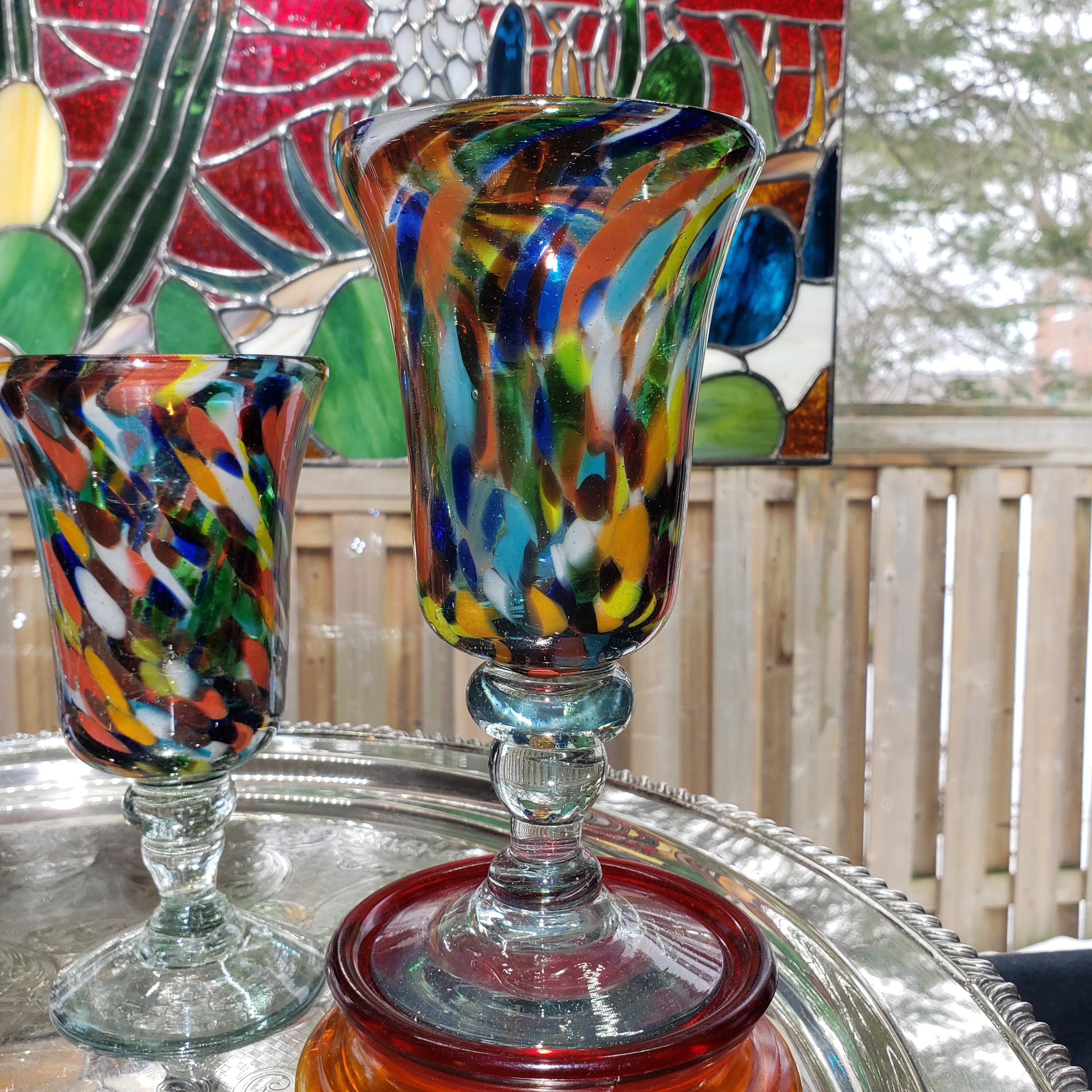 Confetti Glasses, Handmade Colorful Drinkware (Set of 4)