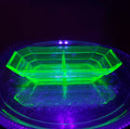 Tea Room Pattern - Uranium Glass Divided Relish Tray - Indiana Glass 1926-1931