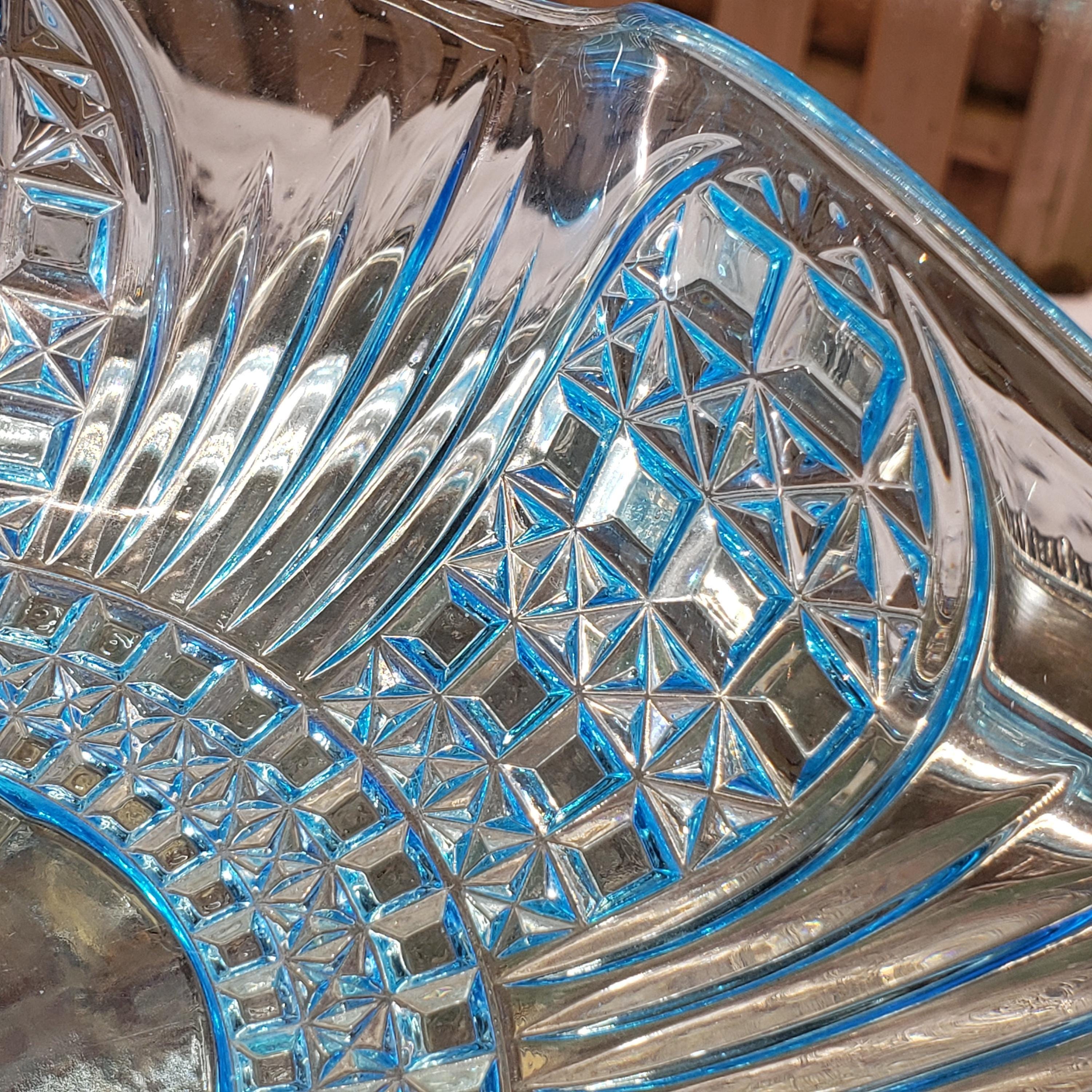 Ice Blue Glass Compote: Bryce Brothers Orion Pattern