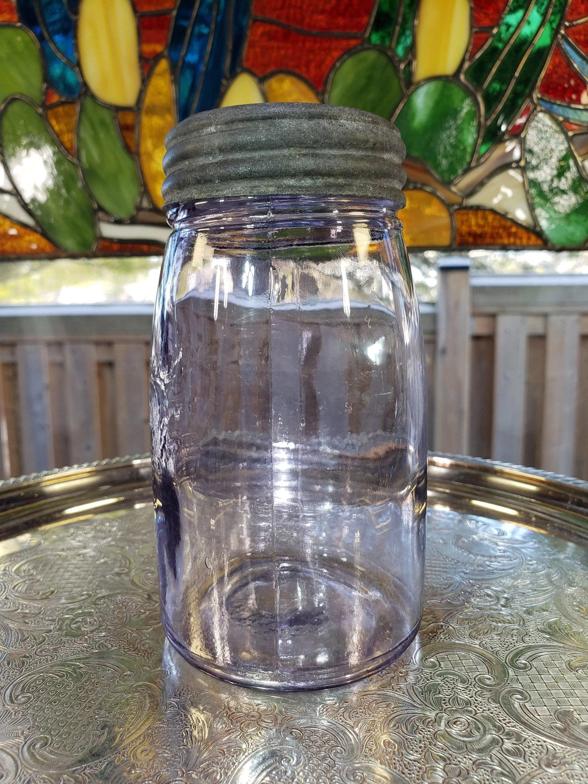 Crown Jar: Amethyst No Word Beaded Design - Small Mouth Pint