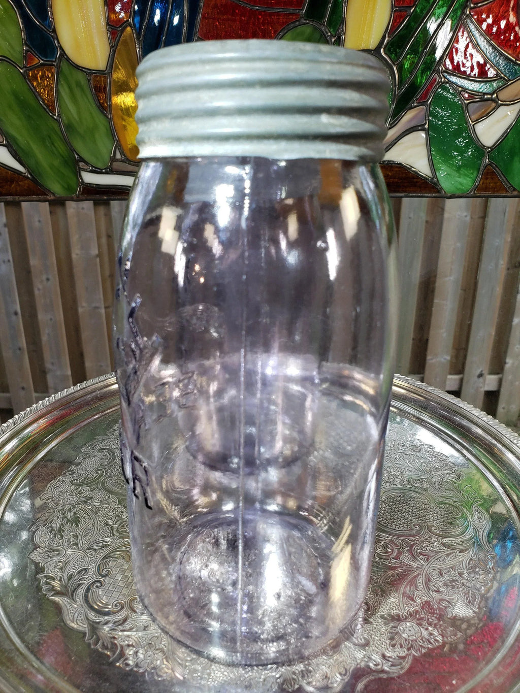 SCA Beaver Mason Jars: Canadian Amethyst Glass Pair