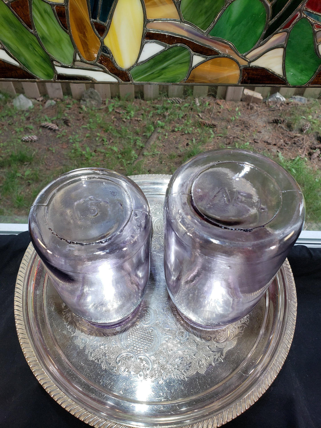 SCA Beaver Mason Jars: Canadian Amethyst Glass Pair
