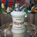1920s Hires Syrup Dispenser: Porcelain with Silver Pump