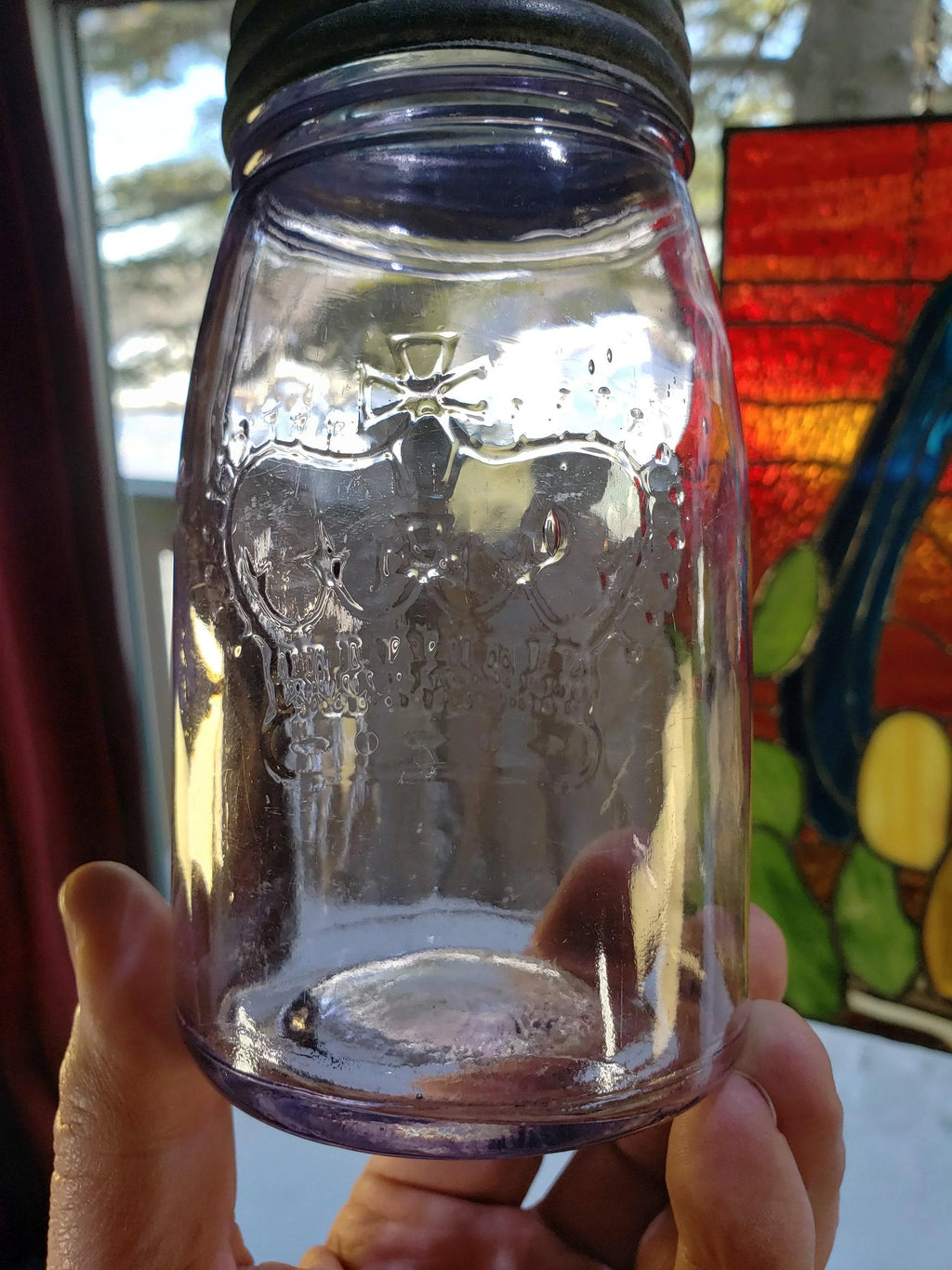 Crown Jar: Amethyst No Word Beaded Design - Small Mouth Pint