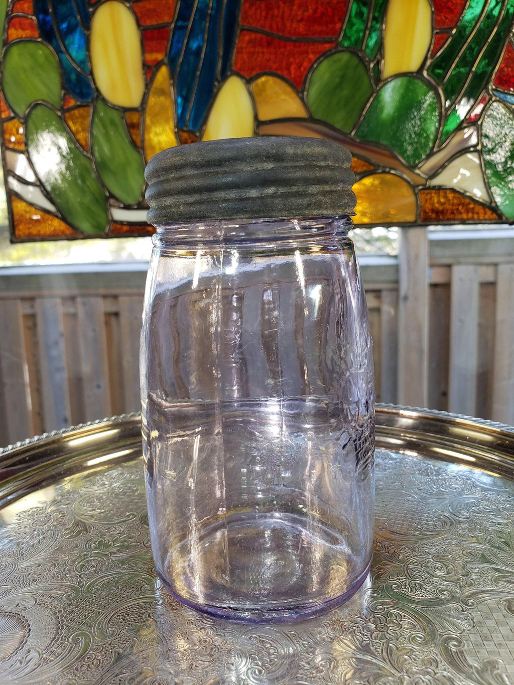 Crown Jar: Amethyst No Word Beaded Design - Small Mouth Pint