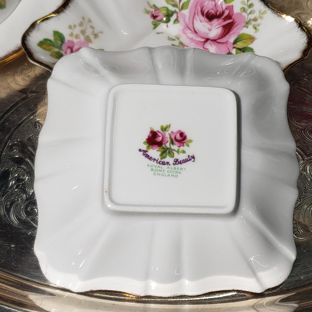 Royal Albert Porcelain Set, American Beauty Pink Rose (Gravy Boat & Plates)