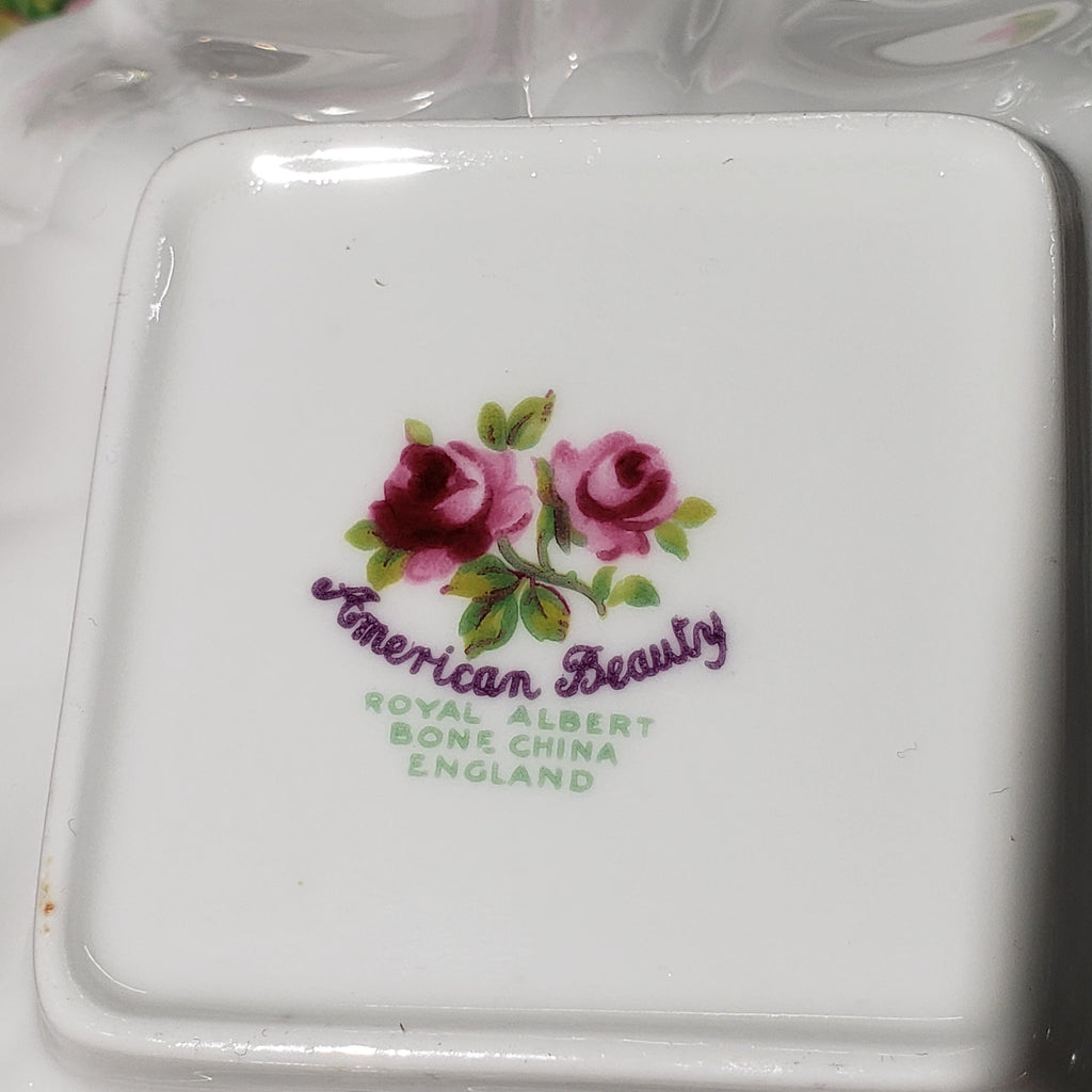 Royal Albert Porcelain Set, American Beauty Pink Rose (Gravy Boat & Plates)